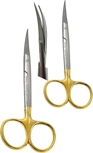 JUEGO DE 2 PIEZAS IRIS MICRO TIJERAS 4.5" CURVADO ORO MANGO CYNAMED