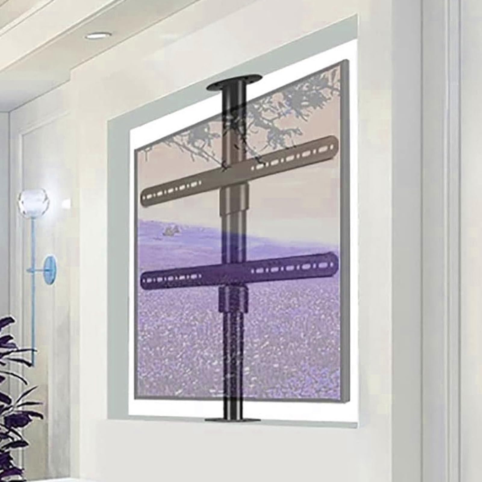 THEGA LCD TV 360 Degree Rotating Frame Floor Stand - Partition Rotating Rack, Rotating TVs Cabinet, Rotating Base, Adjustable, Tilting And Swiveling TV Ceiling Mount(2000-2950mm)