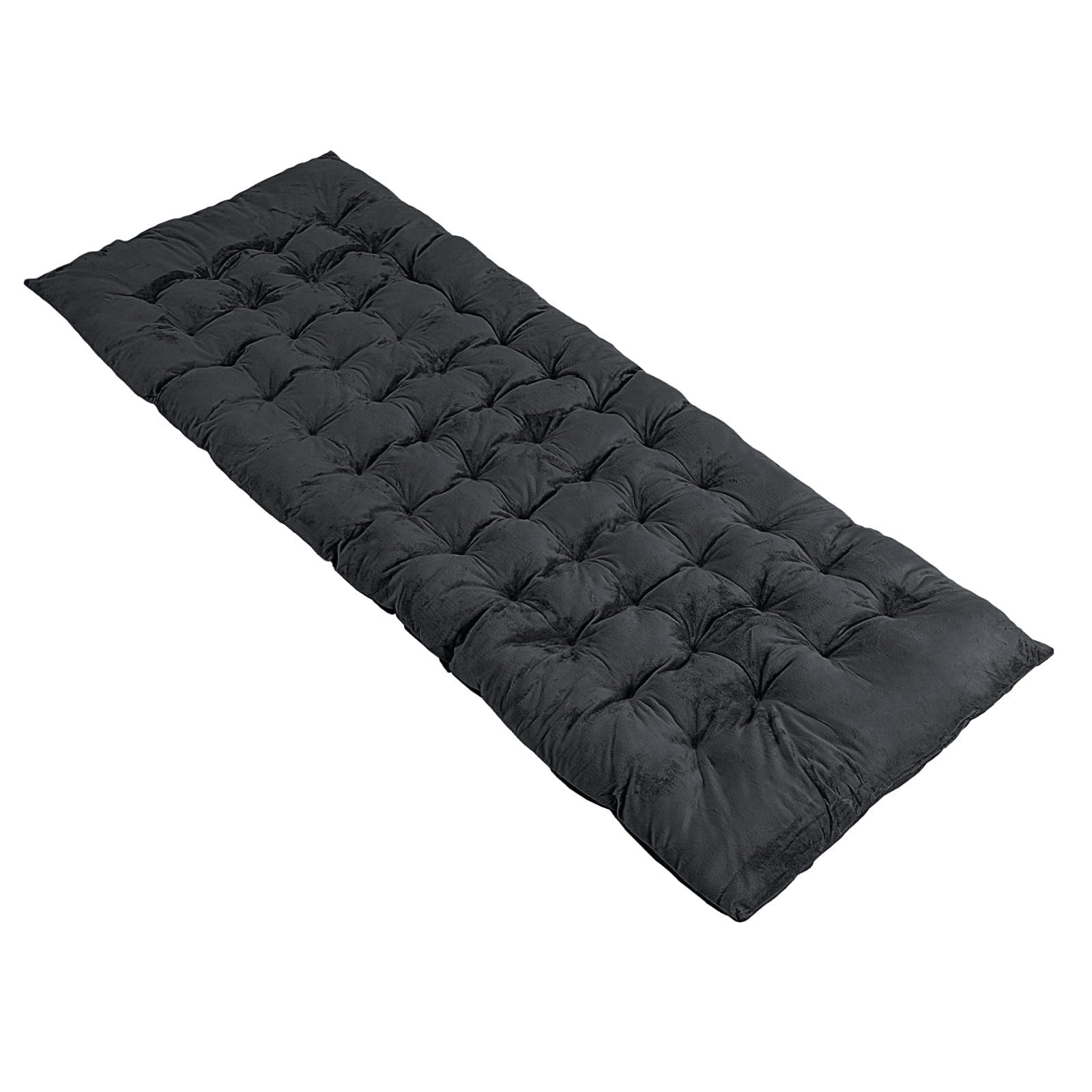 COSTWAY Foldable Camping Mattress, 190 x 70 x 7cm Crystal Velvet Roll Up Travel Car Sleeping Pad with 4 Fixing Straps, Portable Futon Floor Mat Guest Bed for Sleepover Hiking Fishing (Dark Gray)