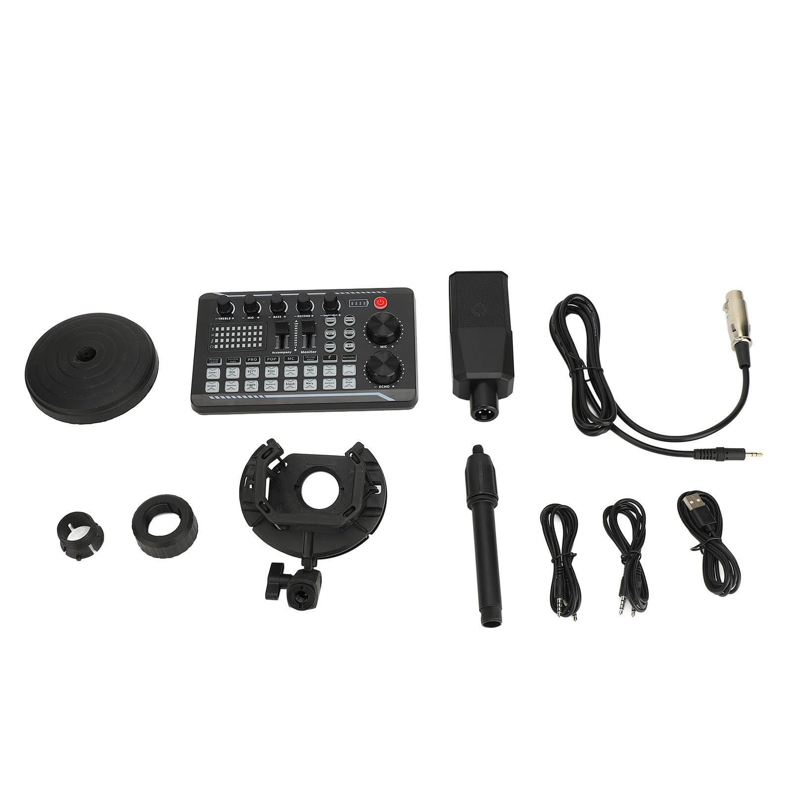 Paquete de Equipo de Podcast Micrófono de Condensador Cardioide Profesional Mezclador de Sonido para Grabación de Podcasting Canto Transmisión de Juegos Portátil