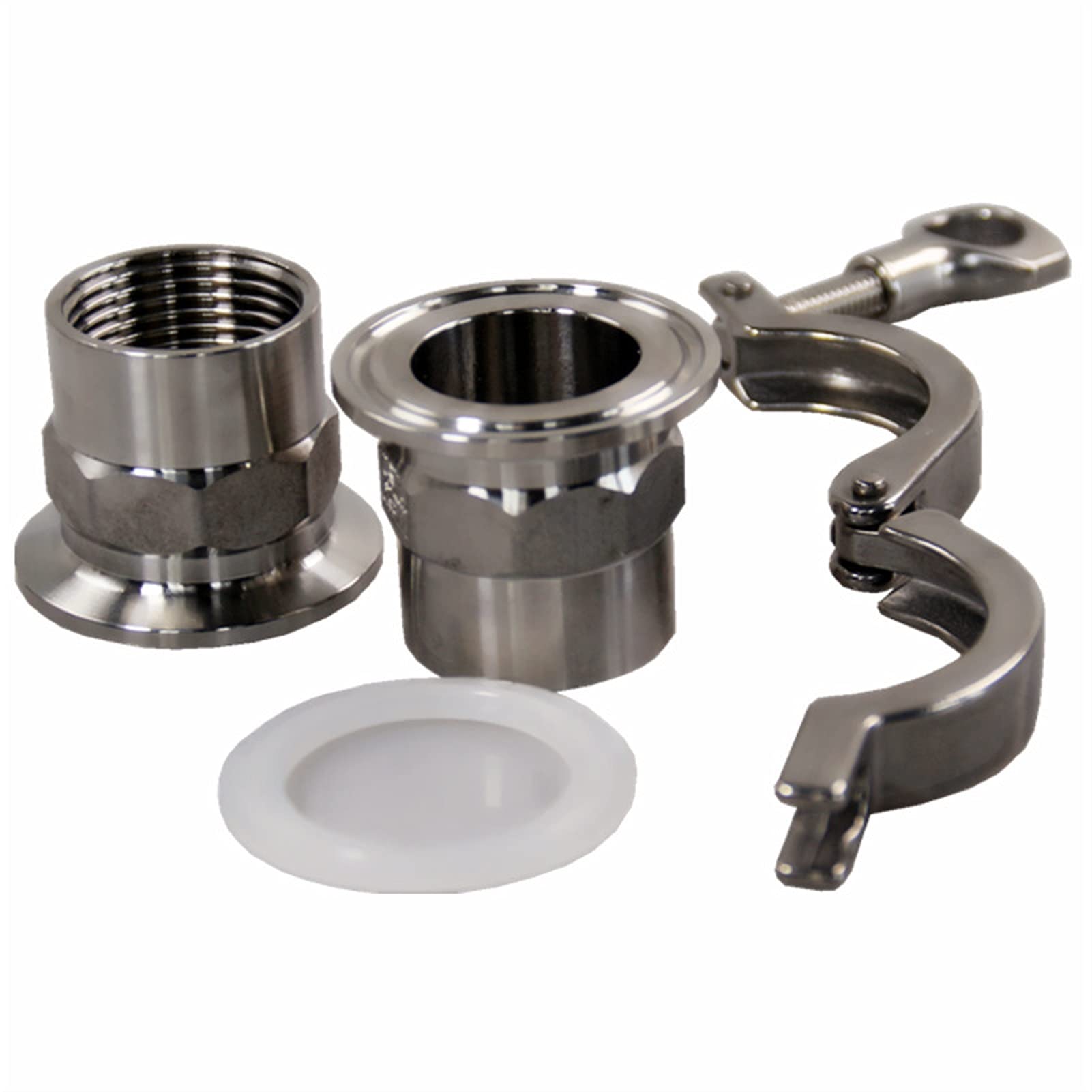 Zawór rurociągowy Zawór 1/2" do 2" Adapter z gwintowaną nasadką zaciskową ze stali nierdzewnej SS304, z uszczelką silikonową Złączki rurowe Łatwy w użyciu zawór, kolor: gwint wewnętrzny, rozmiar: DN32