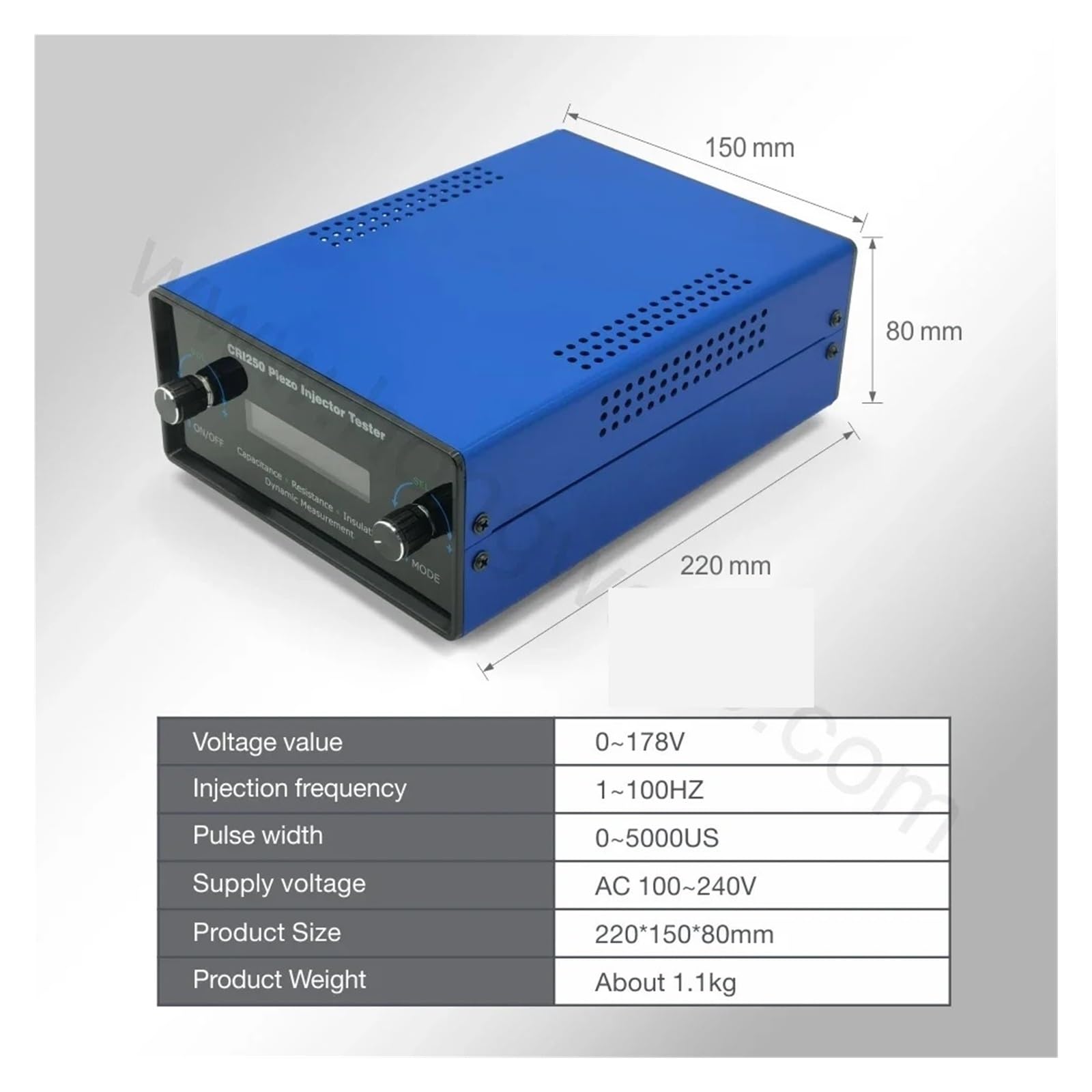 Probador de inyectores, Comprobador de flujo de aire for inyector piezoeléctrico diésel Common Rail CRI250 for pruebas de resistencia, capacitancia y resistencia de aislamiento (AHE)(CRI250 Tester)