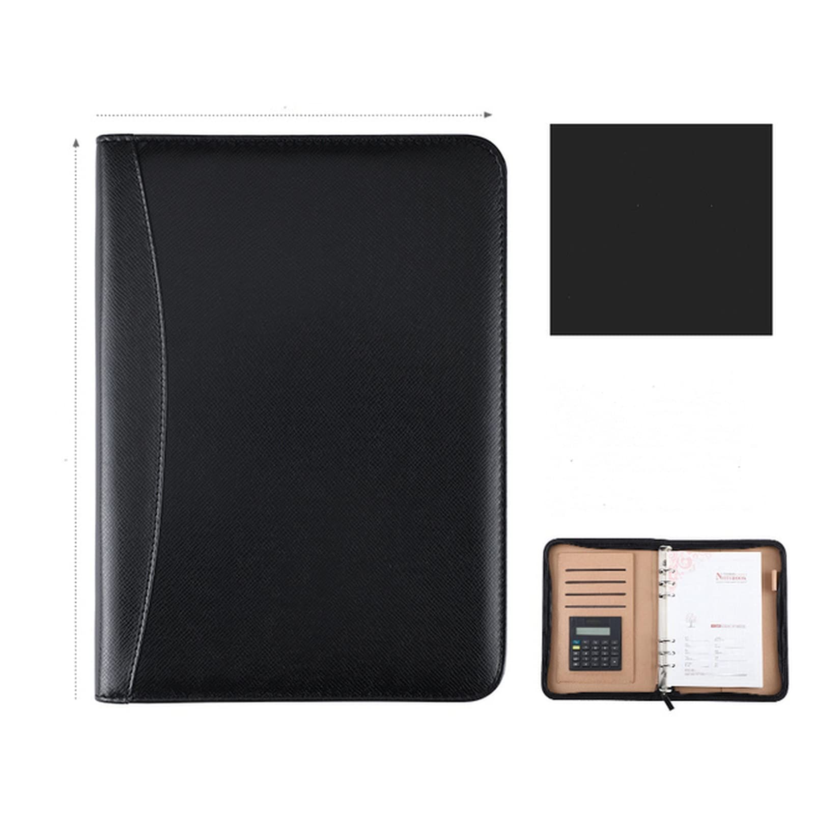 Raccoglitore Documenti A6 A5 B5. Diario Notebook e Journal Binder Spirale con calcolatrice borsa con cerniera Nota Book Business Manager Cartella Padfolio Manuale Raccoglitore Ad Anelli ( Color : Noir