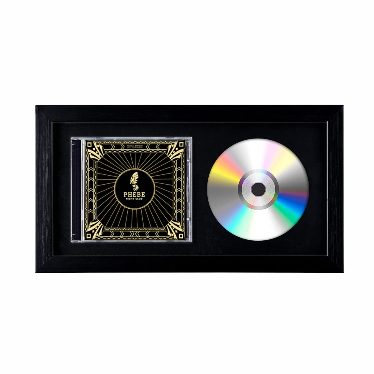 Futti CD Music Frame 8" x 12" with Black Matting Display Disc and CD Box Made by Solid Wood Frame