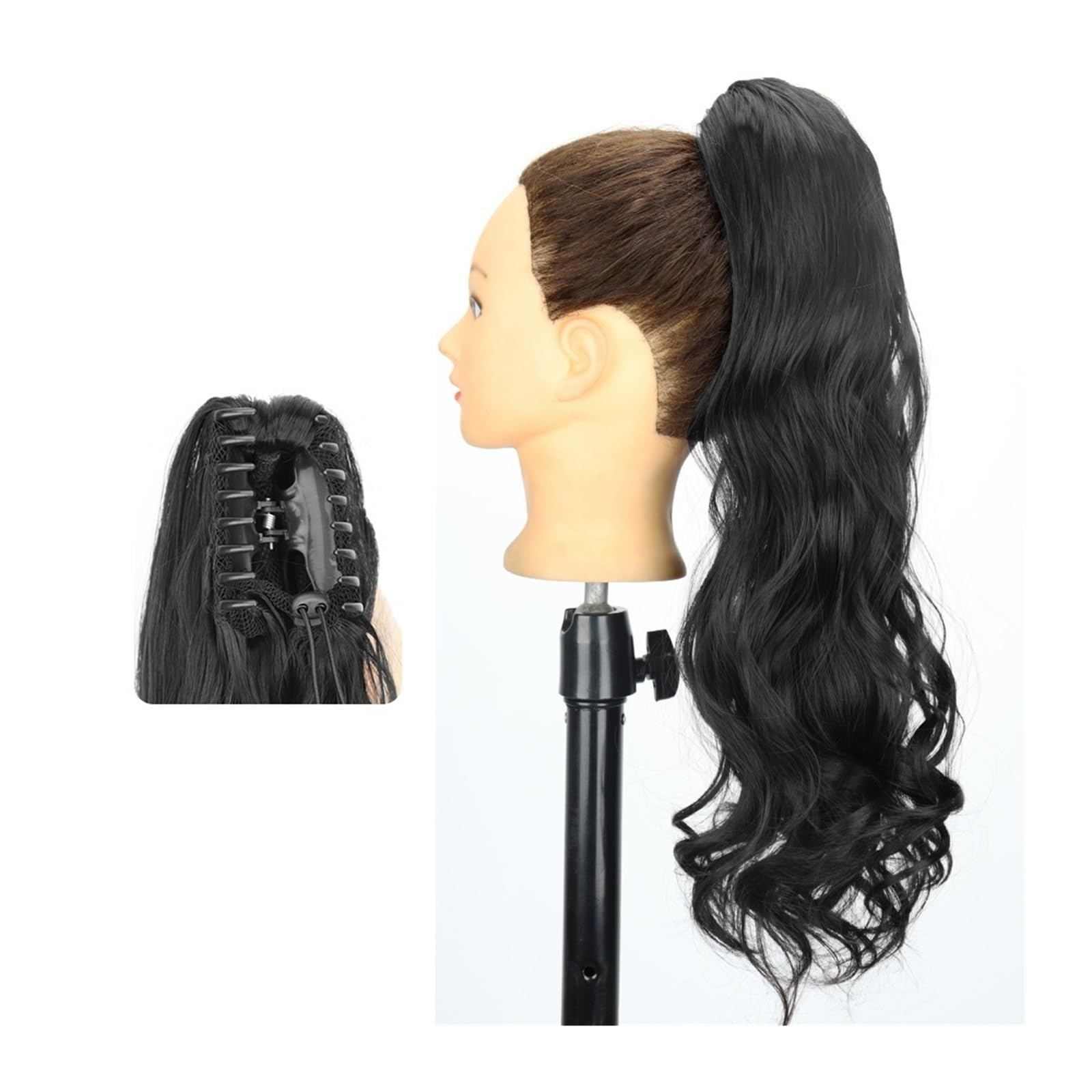 Estensione coda di cavallo Extension for capelli coda di cavallo, 24" Estensioni coda di cavallo ondulate lunghe Clip for artiglio in coda di cavallo Coda di cavallo ondulata naturale Pezzi di capelli