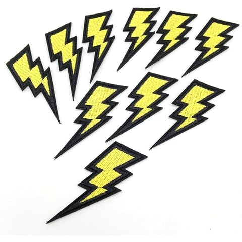 30PCS Lightning Iron On Patch Embroidery Yellow Cool Patches DIY Clothes Badge Stripes Fabric Sewing Stciker Appliues Cover