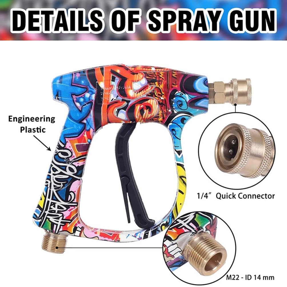 Juego de pistola de lavado de alta presión, 5 boquillas de pulverización y olla de espuma, lavado a chorro de liberación rápida con conectores de 1/4 pulgadas, 3000 PSI para limpieza de coche, patio