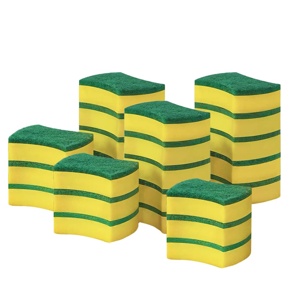24 Pack Kitchen Cleaning Sponges Heavy Duty Scrub Sponges for Grease & Stains, High-Density Durable Dishwashing Scrubber Pads, Non-Scratch Sponge for Dishes/Countertops/Utensils