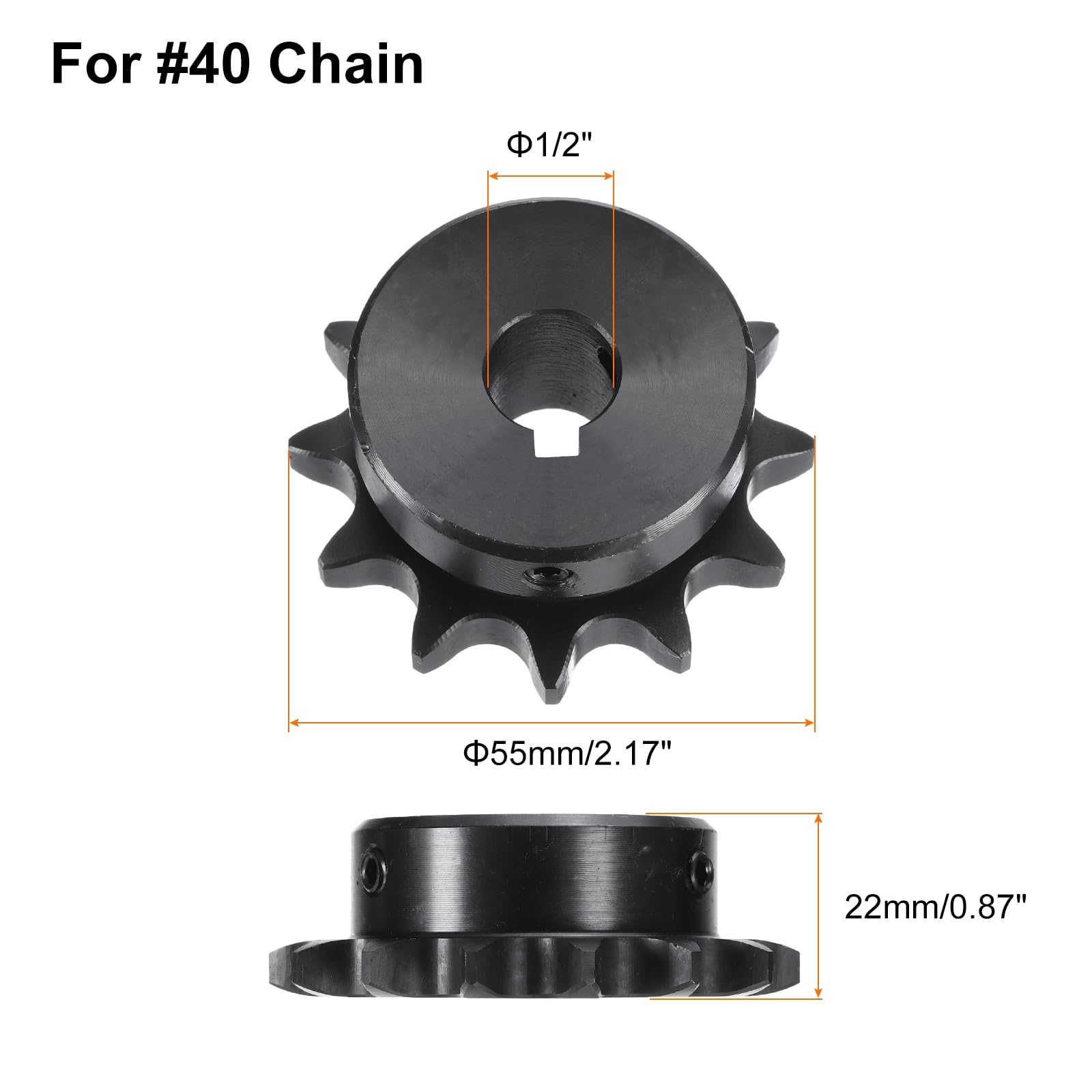 uxcell #40 Chain Roller Sprocket B Type, 1/2