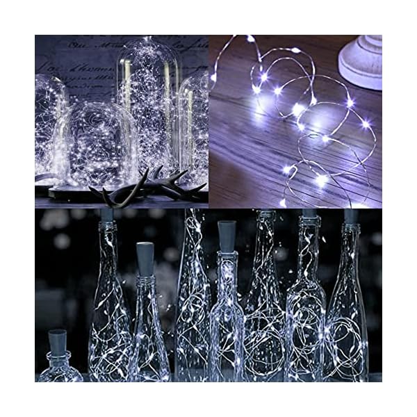 Waterglide fairy lights battery operated (included), 6. 5ft 20 led mini string lights, waterproof silver wire firefly starry lights for diy wedding christmas party mason jars decor - image 4