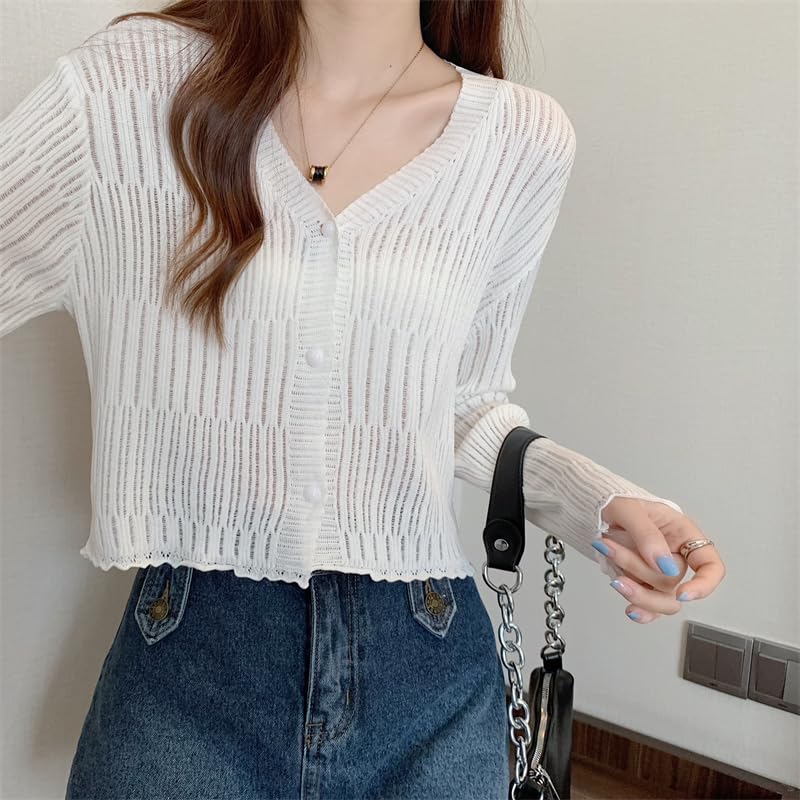 Image of ICW Women's Knitted Ribbed Cardigan Long-Sleeve V-Neck Button-Up Shrug Jacket Top Dn85