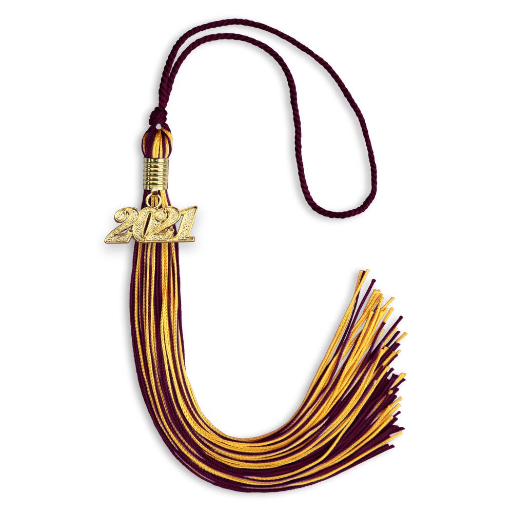 Endea Graduation Mixed Double Color Tassel with Gold Date Drop (Maroon/Gold, 2021)