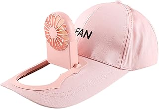 Gorra de béisbol con ventilador y carga USB, unisex, color rosa