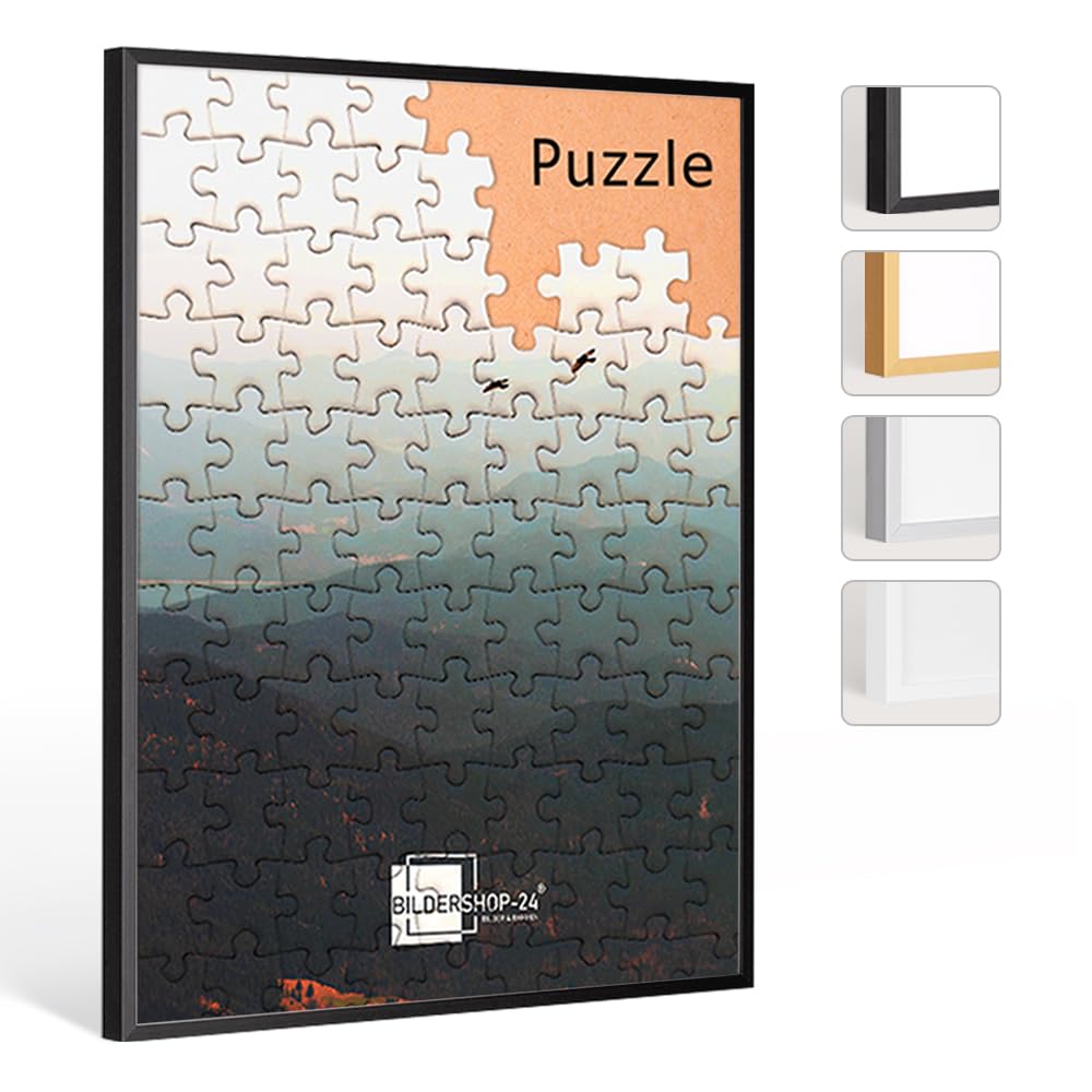 Bildershop-24 Puzzlerahmen Milano Aluminium Schwarz (matt) 85x120cm (ca. 5000 Teile) ANTIREFLEX Entspiegelt