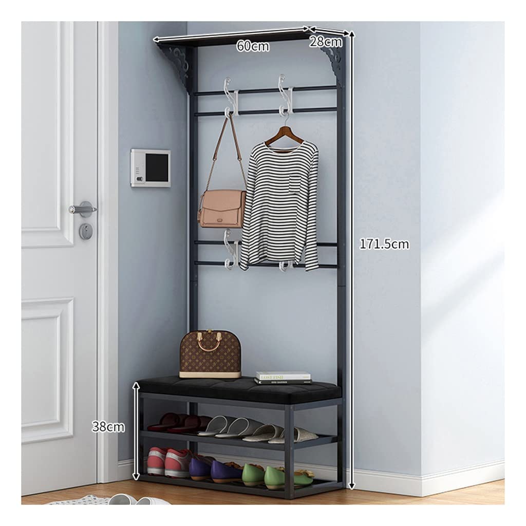 Porte-manteau d'entrée avec banc pour ranger chaussures et clés