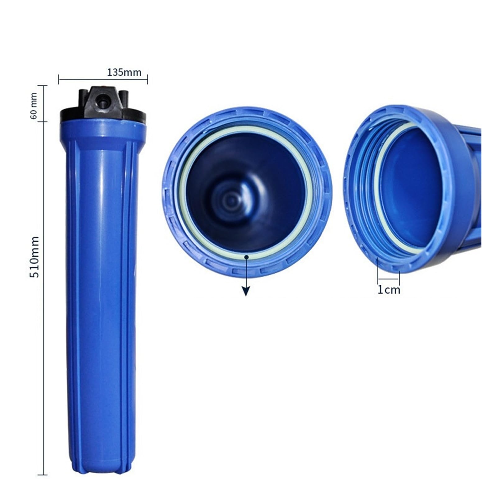 1PC Botella Purificadora De Agua Con Filtro Azul Y Hebilla Interior De 20 Pulgadas, Máquina De Agua Pura, Botella Con Prefiltro Debajo del fregadero