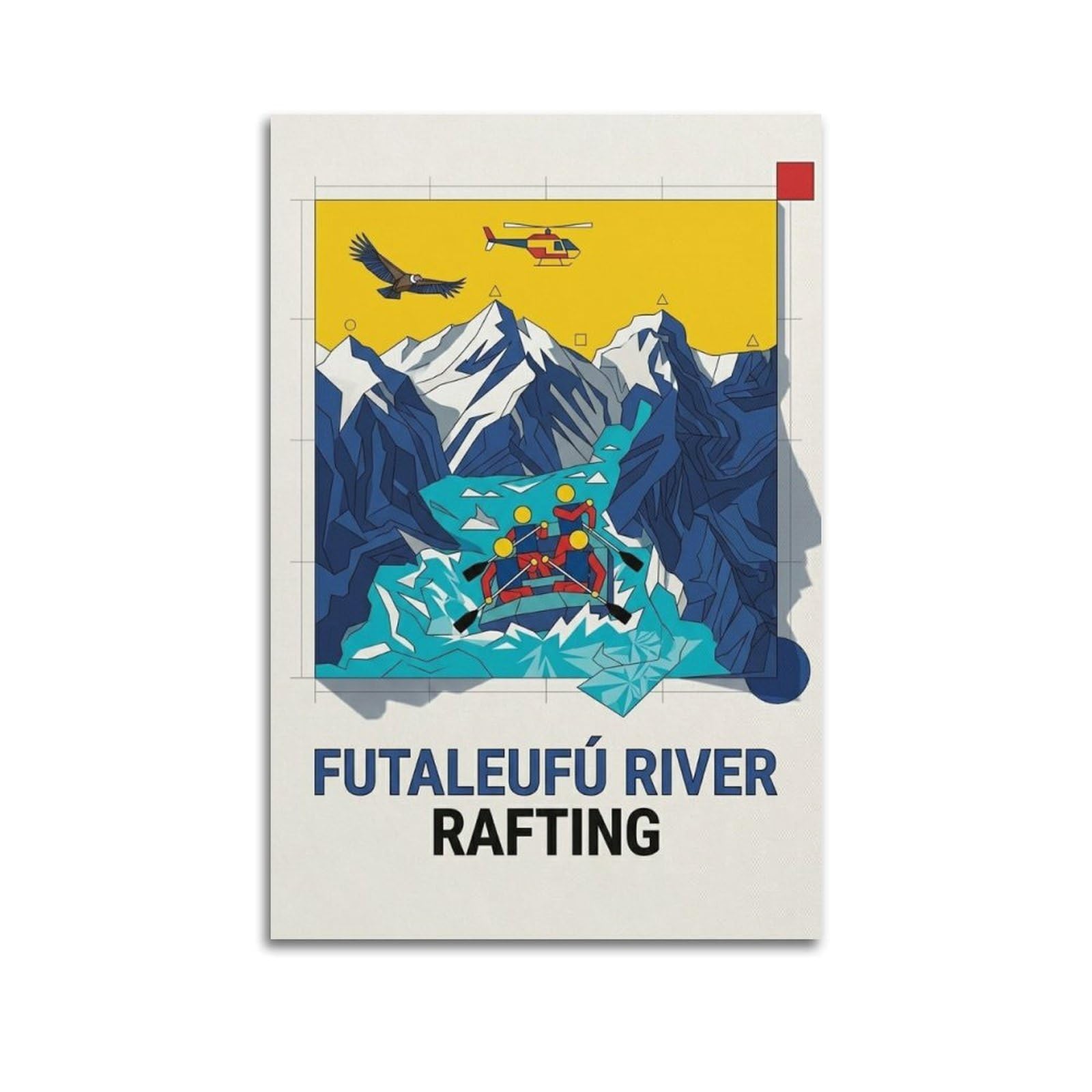 XKUGA Bauhaus Abstract Sports Rafting Chile Travel Poster Modern Decorative Canvas Prints - Ideal Wall Art for Family, Man Cave, Game Room, Boys & Girls Bedroom 20x30inch(50x75cm)