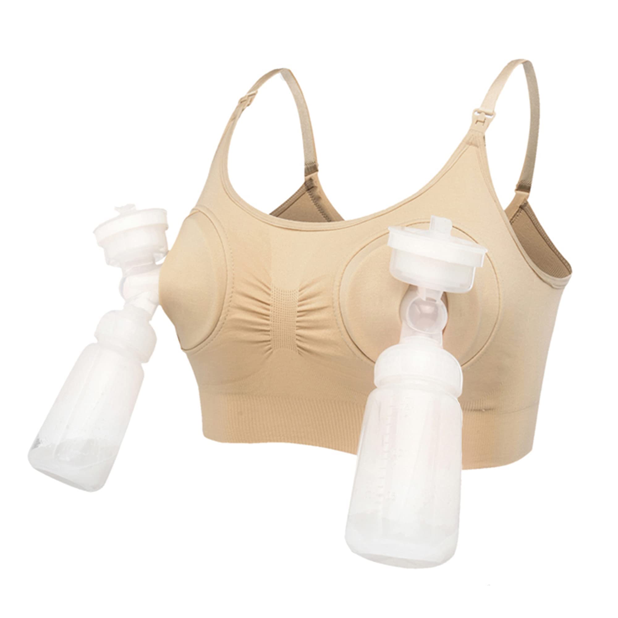 Leapover Women's Skin Hands Free Breast Pump Breast Feeding Pump Pumping Bra Maternity Adjustable Nursing Bra ( M)