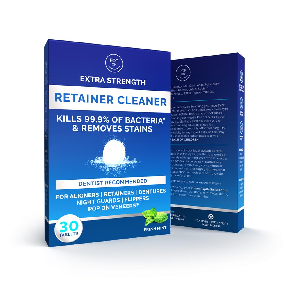 Retainer Cleaner Tablets for Invisalign Approved for Ultrasonic Cleaners - 30 Denture Cleaning Tablet for Aligners, Night Guard, Mouth Guard - Denture Cleaners Tablet 1-Month Supply