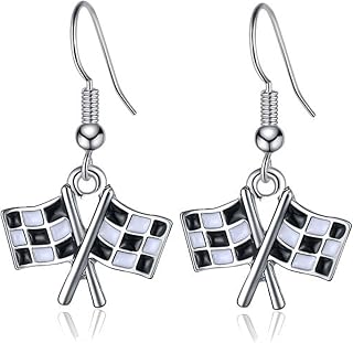 Checkered Flag Earrings for Women Race Charm Earring - Race Day Gift for Fans Outfit Accessories