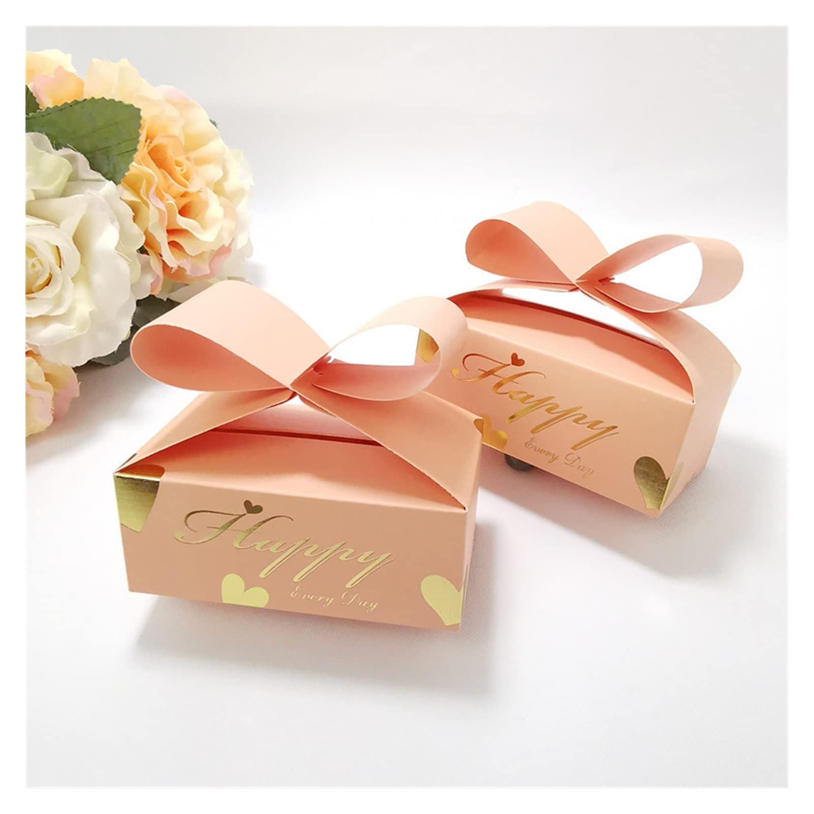 yaoqijie 2020 New Wedding Party Bomboniere Candy Box Bow-Knot Style Birthday Party Geami Regalo di Natale Confezione dei contenitori di Regalo di Caramelle Lasting (Color : Rosa, Size : 50pcs)