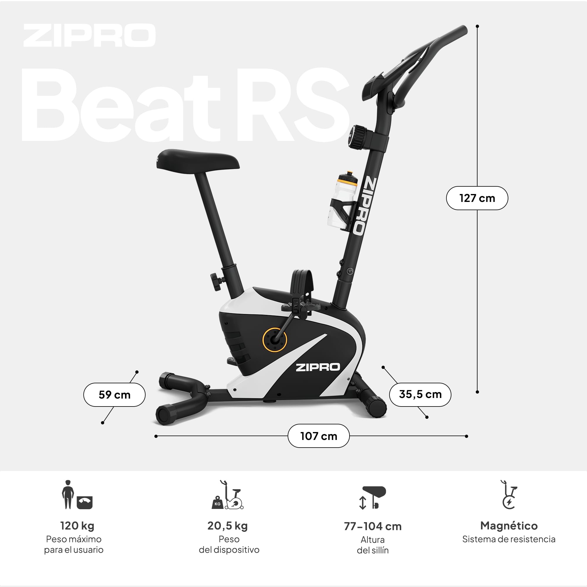 Zipro Bicicleta de entrenamiento en casa Beat, Bicicletas estáticas, Bicicleta magnética de entrenamiento, Bicicleta ergométrica 120kg, Bicicleta de interior, Bicicleta de entrenamiento en casa