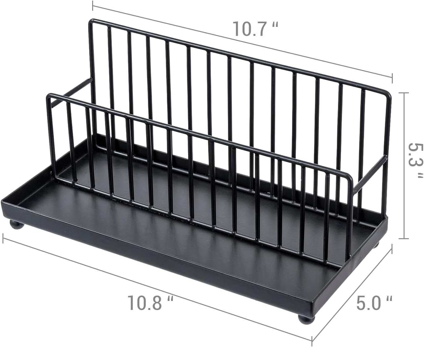 MyGift Industrial Matte Black Metal Wire Tabletop Mail Holder and Pen Storage Tray, Home Office Desk Accessories Organizer with Letter Card Envelope Rack
