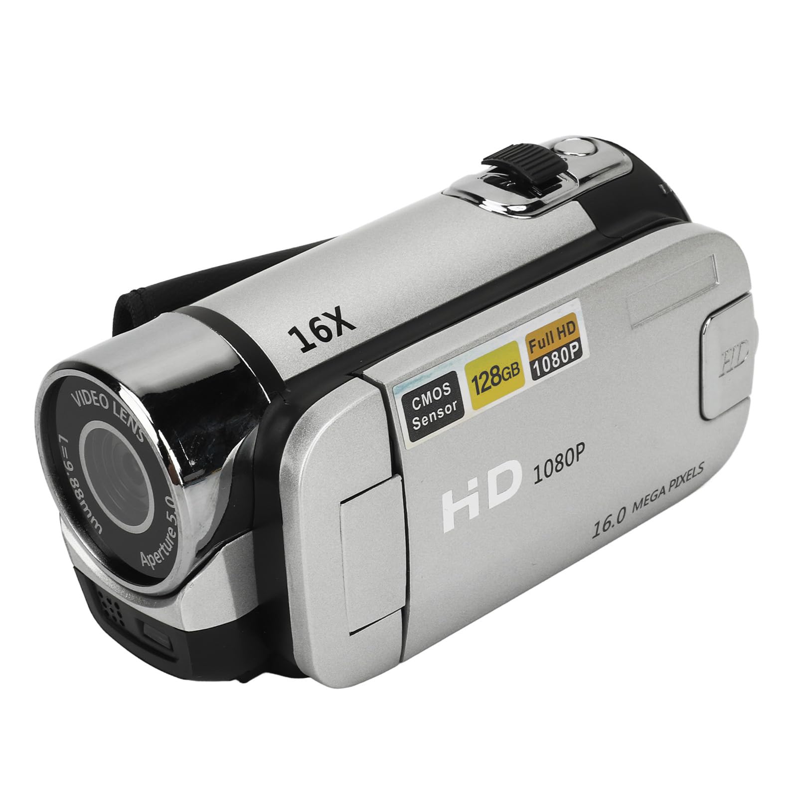 Ejoyous Caméscope Vidéo Vintage, Caméscope Numérique Portable 1080P 16MP avec écran Rotatif, Idéal pour Les Voyages et Les Souvenirs de Famille (Silver)