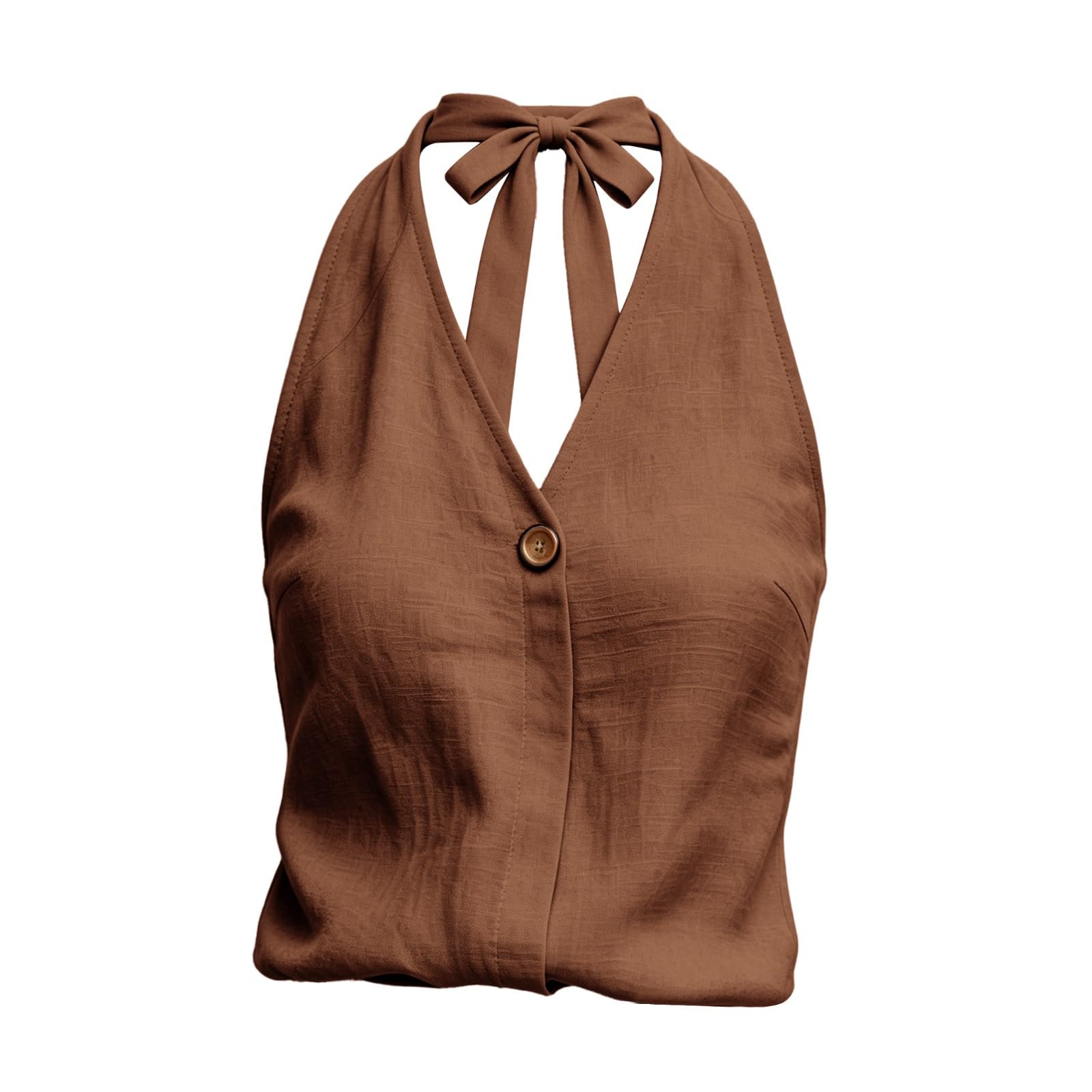 Canotta da donna con scollo a V, bottone frontale, ampia