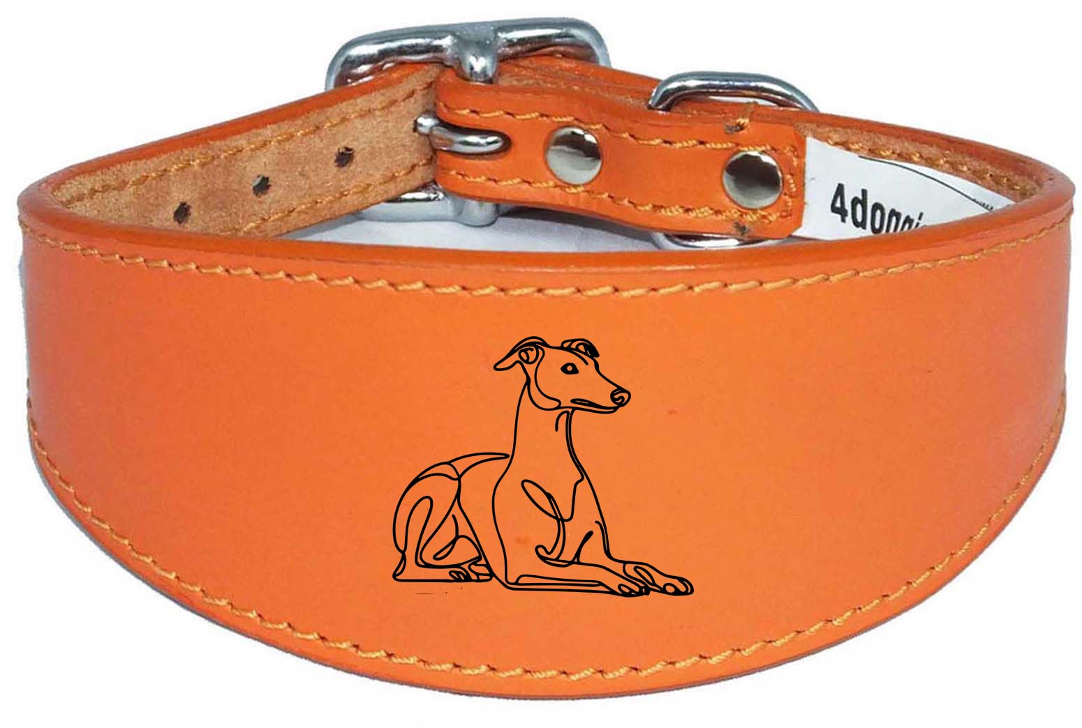 Sighthound Collar, Luxury Padded Leather, Handmade, for Greyhound and Whippet NL32