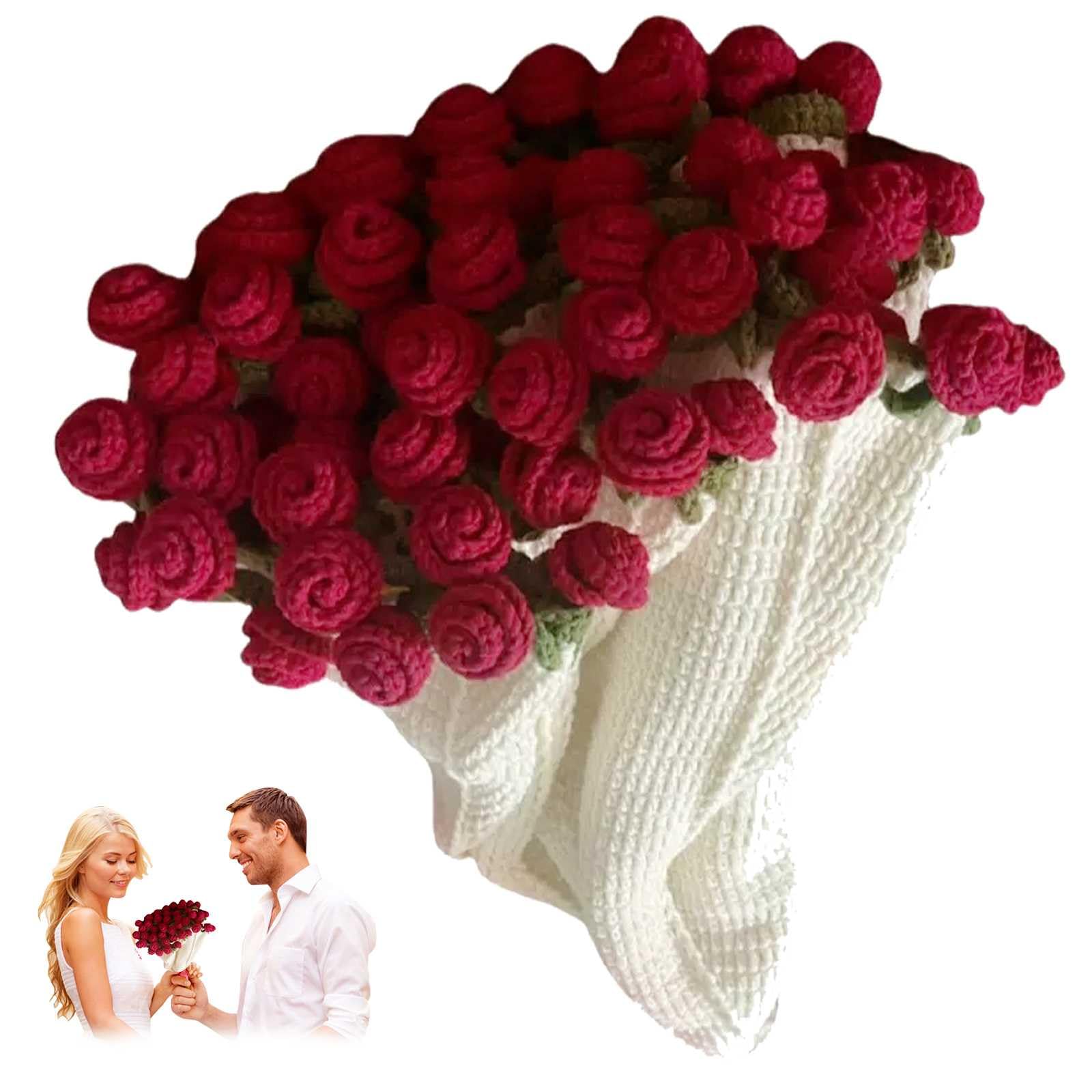 GYHCB Crochet Flower Rose Bouquet Blanket Handmade, Foldable Bouquet Blanket Crochet, Rose Flower Knitted Throw Blankets for Mother's Day Birthday Valentine’s Day