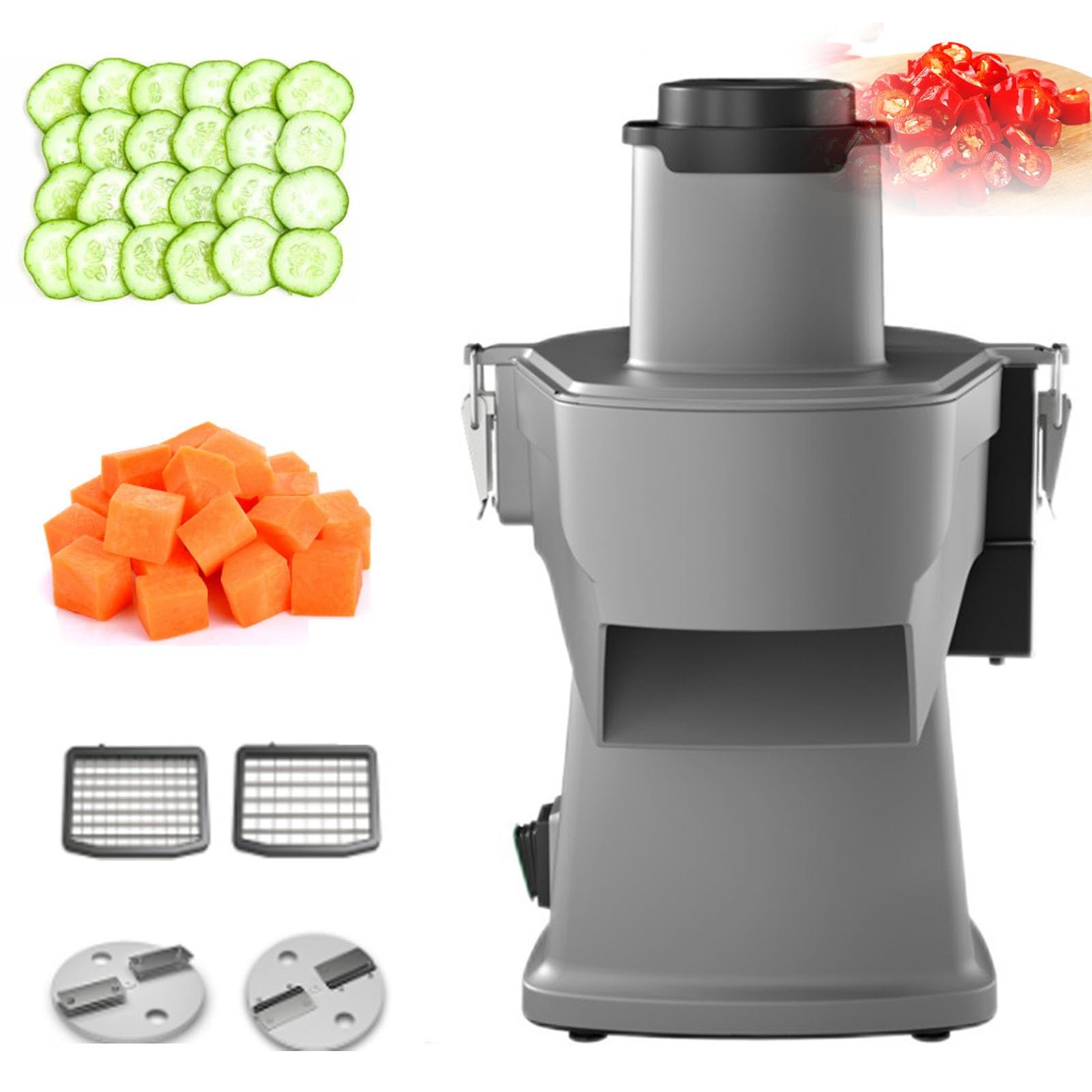 GYKOZY Commercial Food Processor, 200W Kitchen Fruit and Vegetable Cutters Cubes Making Machine, 140r/Min, for Slice/Shred/dice
