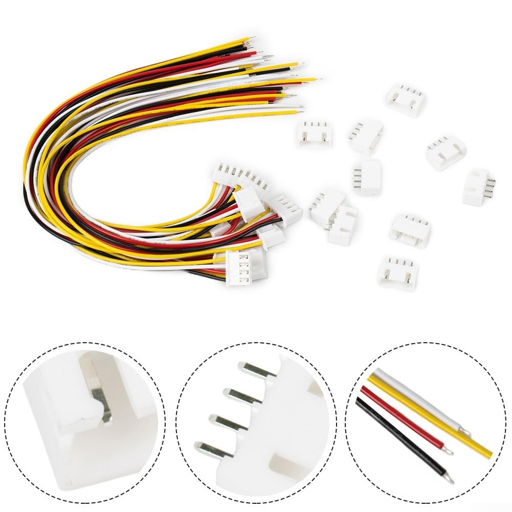 Set di 10 connettori XH 2,54 mm per JST Style 2 3 4 pin maschio femmina con fili per progetti di montaggio su PCB (4 pin)