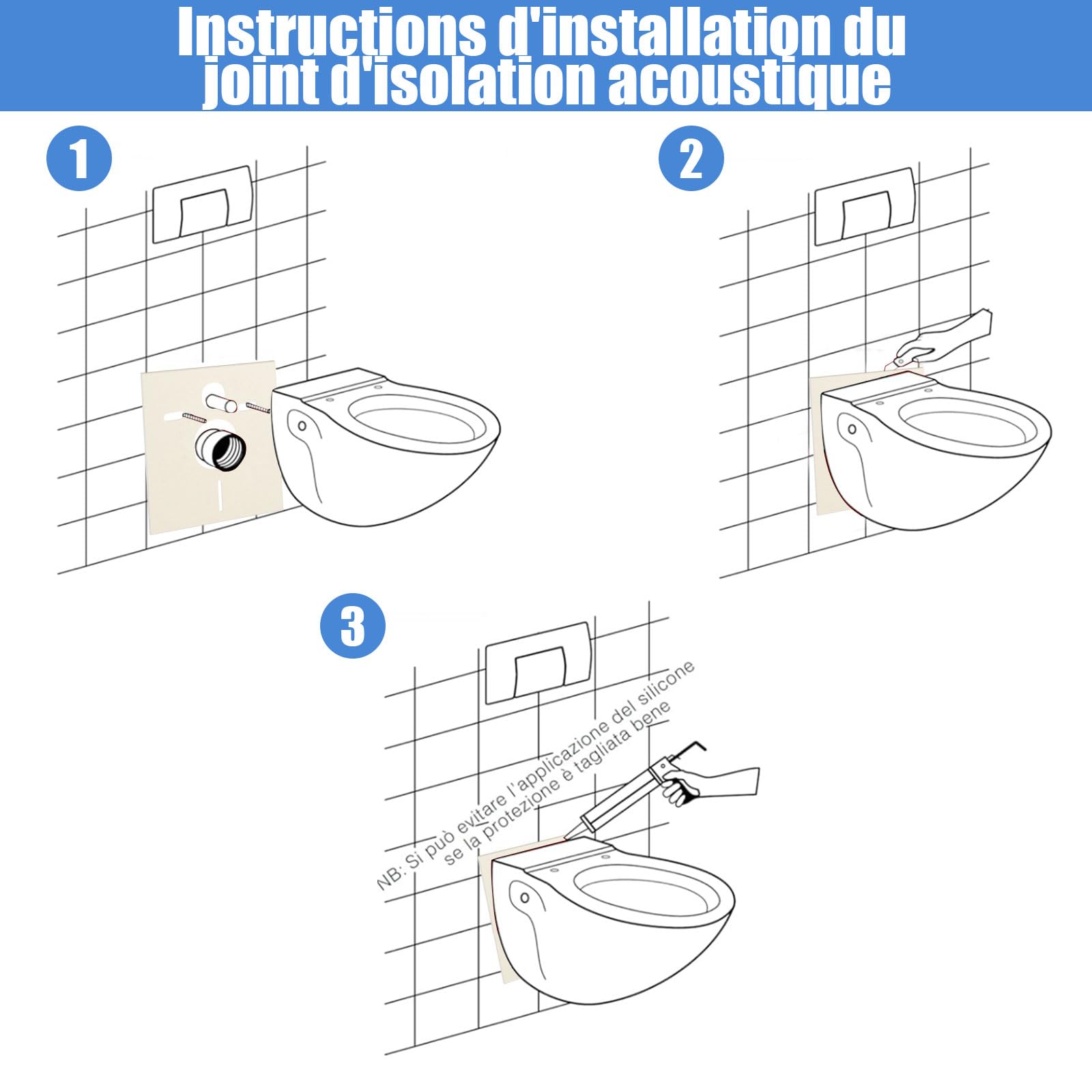 Kit de Raccordement pour Cuvette Suspendue, Compatible avec Geberit (152.426.46.1), Comprenant un Kit d'Isolation Phonique pour WC Mural (16.002.00.0000)