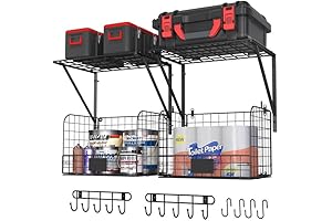Wall Mount Garage Shelf: Heavy-Duty Storage Solution with Wire Baskets