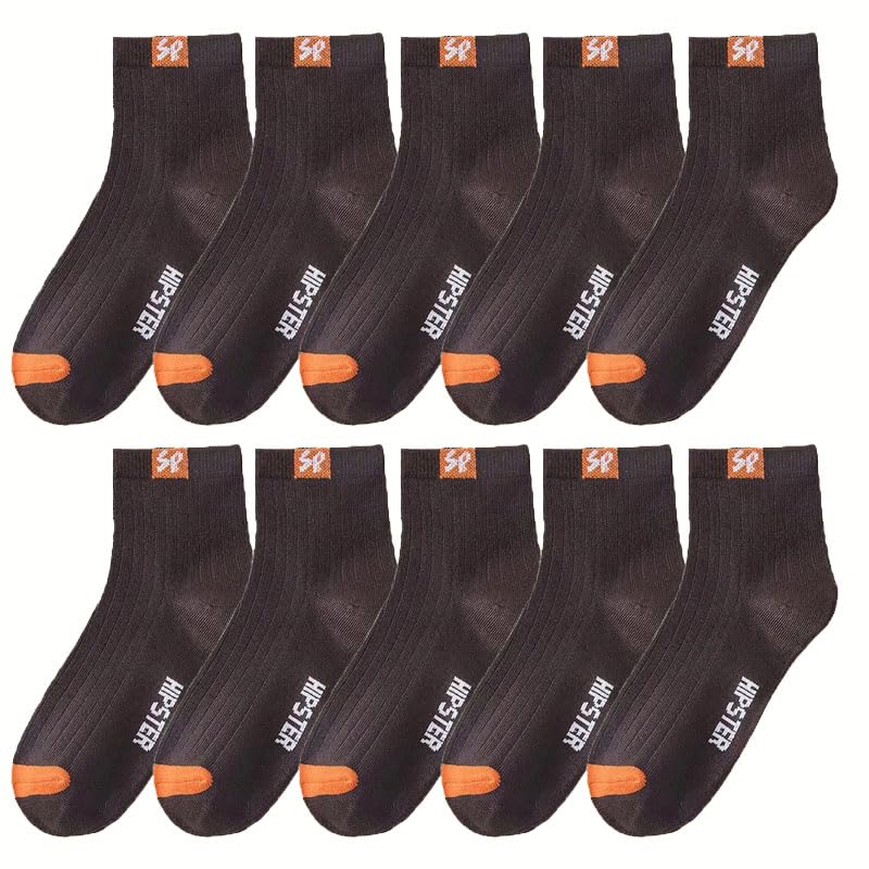 Round Neck Socks for Men, Comfortable and Breathable, Suitable for Outdoor Activities (10 Pairs)