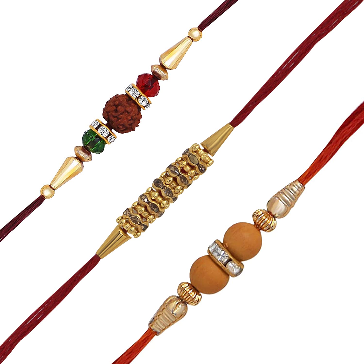 Okos Boys Gold Plated Pack of 3 Delicate Beads Alloy Rakhi Bracelet Set With Multicolor Beads and Stones For Loving Bhai/Bhaiya/Brother CO1000242C (B09X6W14QQ) Amazon Price History, Amazon Price Tracker