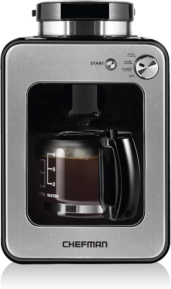 Chefman Grind and Brew 4 Cup Coffee Maker and Grinder
