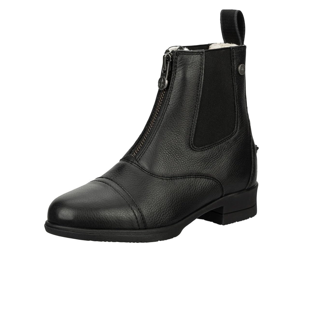 Suedwind Reitstiefeletten Nova Soft FZ Winter - Unisex Reitschuhe aus Rindsleder – Paddock Stiefeletten mit Teddyfell, Komfort-Gummisohle & Reißverschluss vorne – schwarz – Gr. 25-46