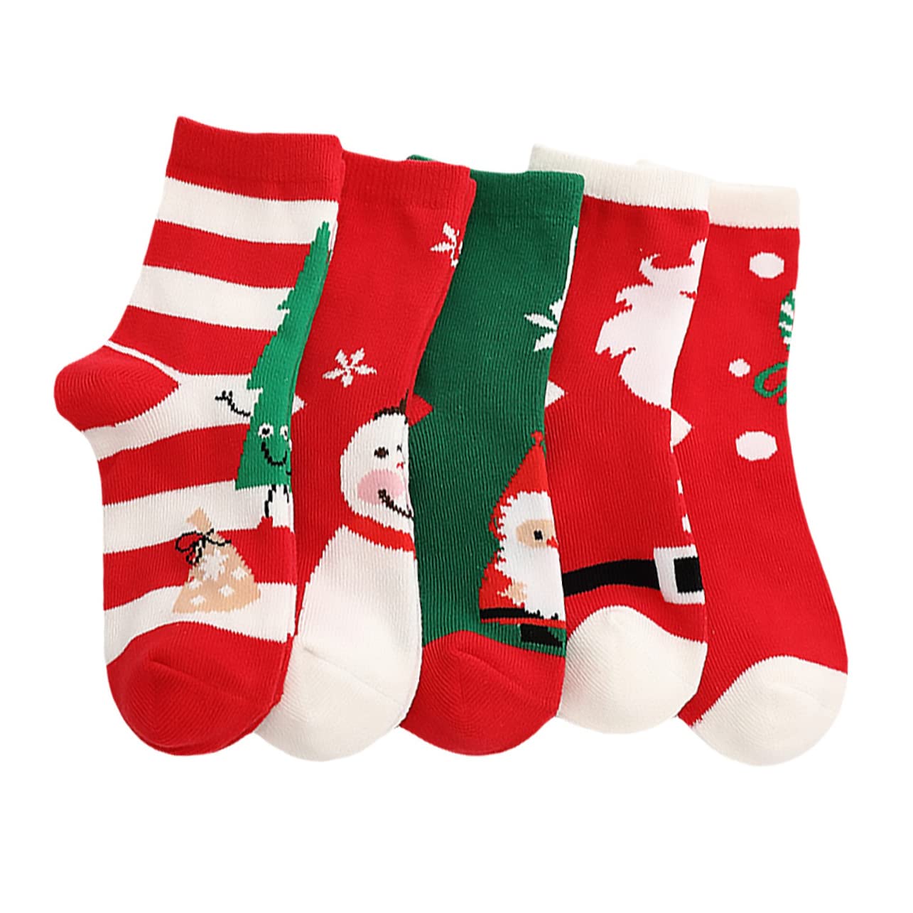 BESPORTBLE 5pares Medias de Navidad Cálidas de Algodón de Calcetines Navideños Dibujos Animados Fiestas de Navidad