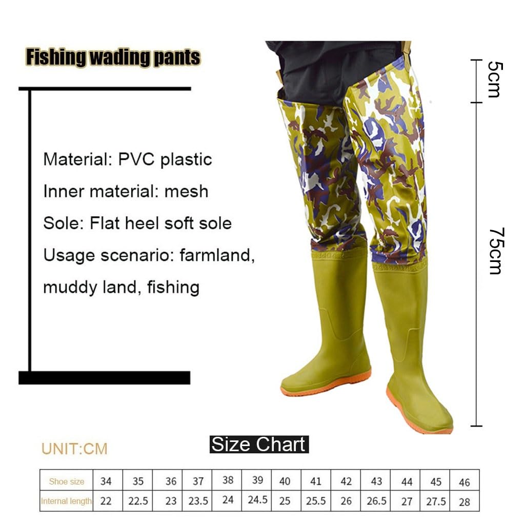 IBOWZ Waders Pesca Hip Waders PVC Impermeabile Hip Wader con Fibbia Regolabile, Stivali da Pesca Alti 80 cm