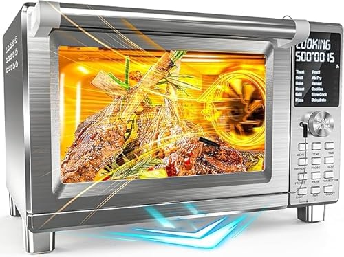 Air Fryer Toaster Oven with Grill, 2025W Ultra-Fast Convection, 35% Crispier, 142 Presets, 30QT, Stainless Steel