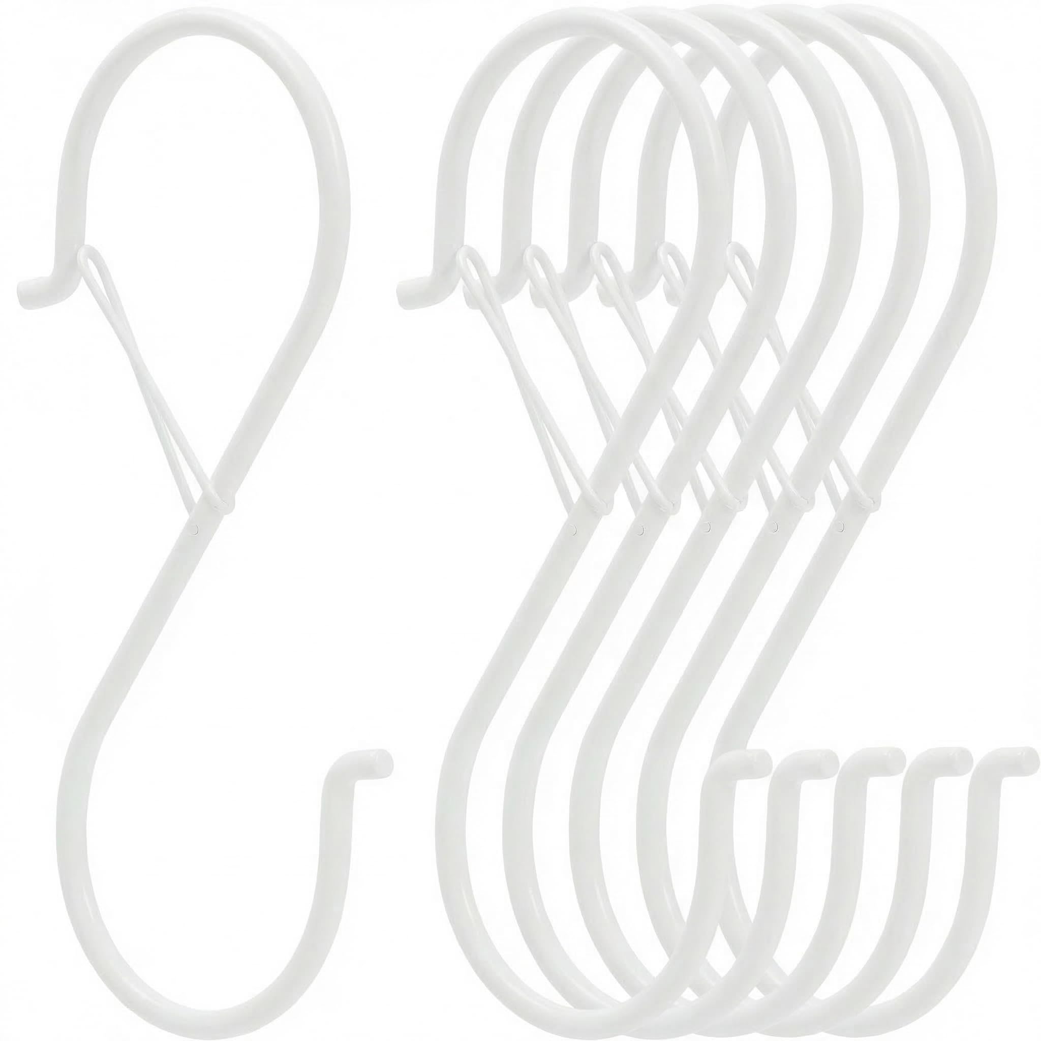 Ansxiy Paquete de 6 ganchos en S para colgar, ganchos en S resistentes de 5 pulgadas con hebilla de seguridad, ganchos en forma de S para colgar utensilios de cocina, ollas y sartenes, tazas, plantas,