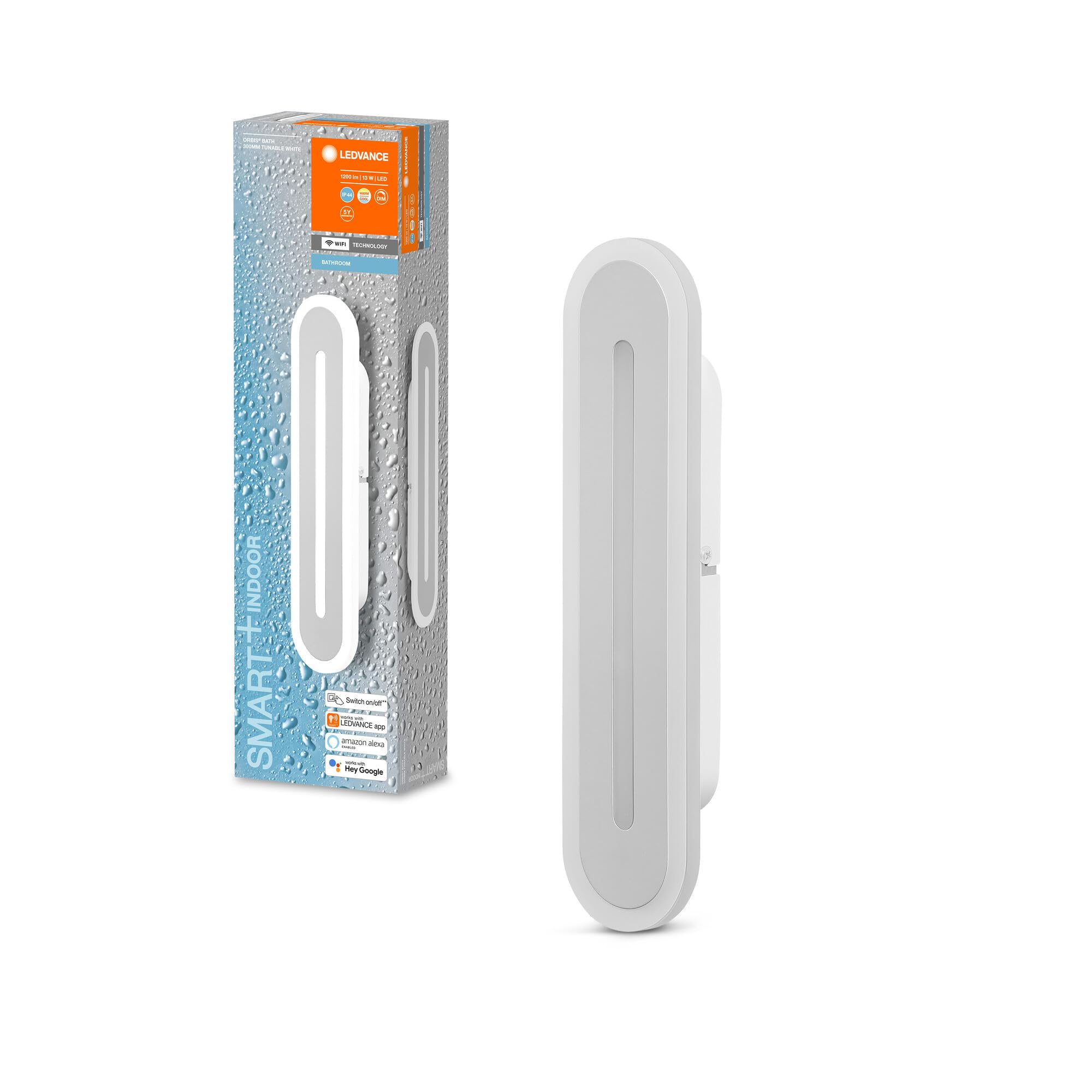LEDVANCE Apparecchio di illuminazione: SOFFITTO E PARETE DECORATIVO BAGNO CON TECNOLOGIA WIFI /13W, 220…240V, ampiezza fascio luminoso: 110, Tunable White, 3000…6500K, materiale del corpo: steel, IP44