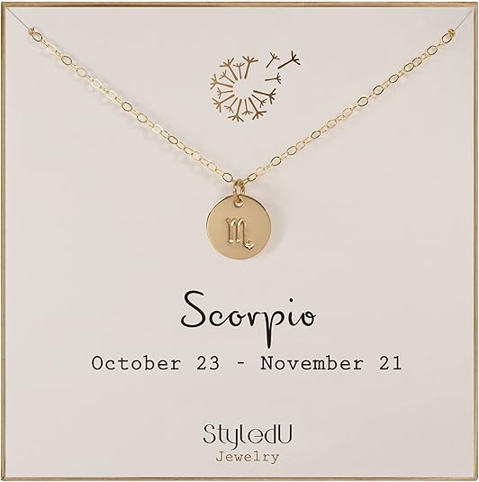 Zodiac Pendant Necklace for Women, 14K Gold Filled Zodiac Sign Jewelry, Personalized Birthday Gift for Zodiac Lovers
