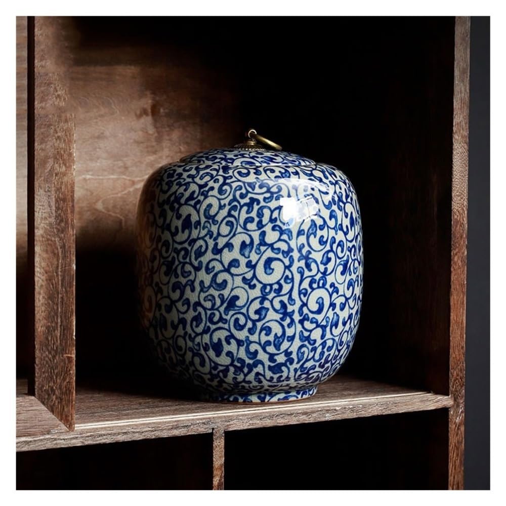 Pojemnik na herbatę Chiński pojemnik na herbatę ceramiczny słoik uszczelniający duży magazyn do przechowywania w gospodarstwie domowym Retro luźny liść uniwersalny(L)