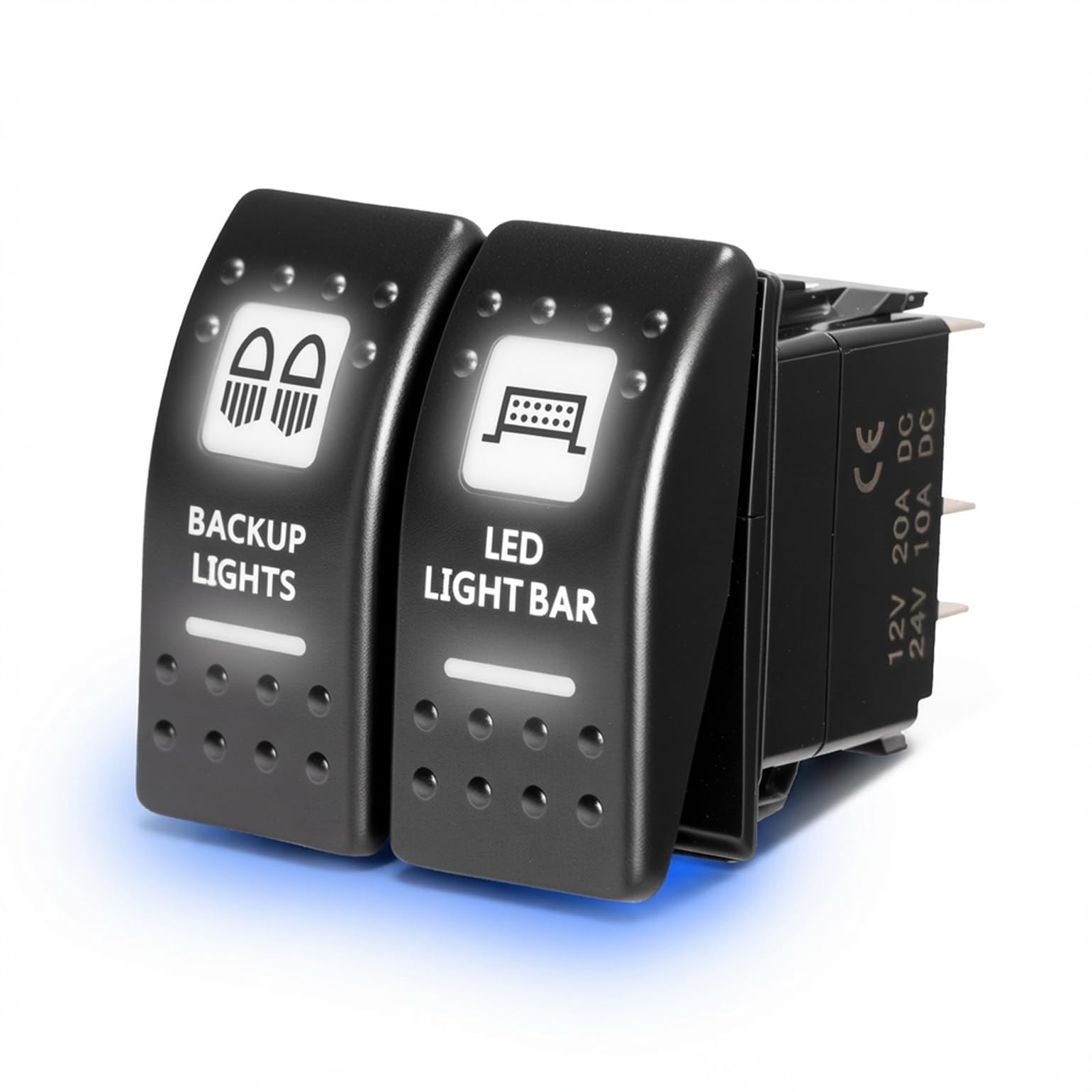 KEMIMOTO ATV UTV Light Rocker Switch 5Pin Toggle ON-Off Led Light Bar & Backup Lights Push Button Rocker 20A/12V 10A/24V Compatible with Polaris RZR