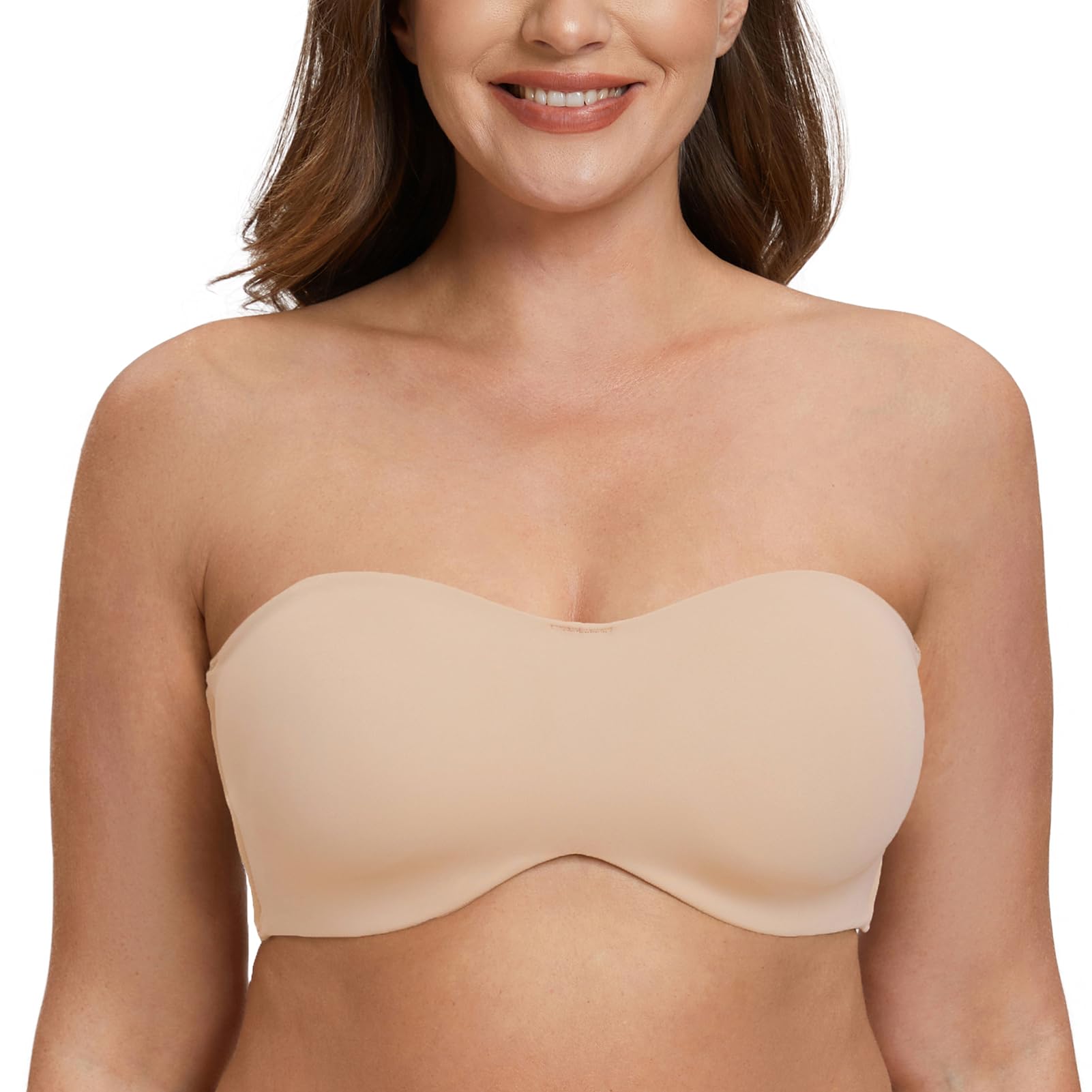 MELENECA Women's Strapless Bra for Large Bust Minimizer Unlined Bandeau with Underwire