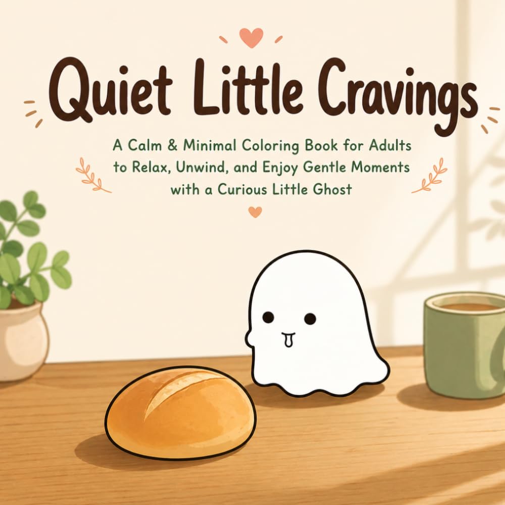 Quiet Little Cravings: A Calm & Minimal Coloring Book for Adults to Relax, Unwind, and Enjoy Gentle Moments with a Curious Little Ghost