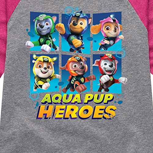 HYBRID APPAREL - Paw Patrol Aqua Pups - Aqua Pup Heroes Grid - Toddler and Youth Girls Raglan Graphic T-Shirt3